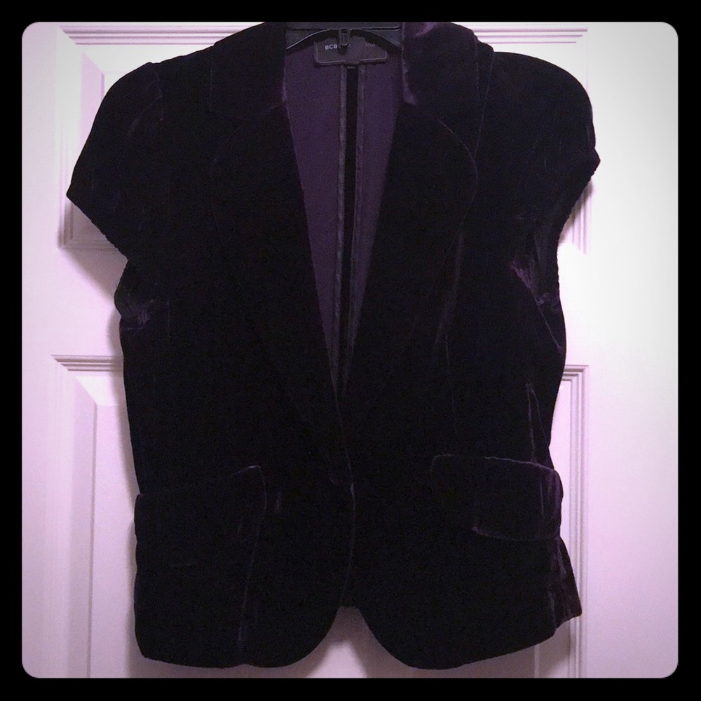 💟 new💟Deep purple velvet short sleeve jacket